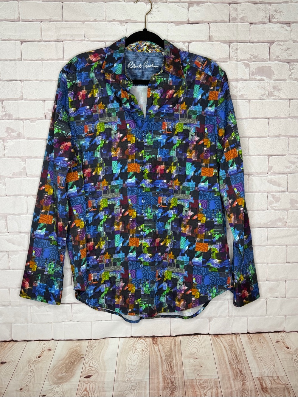 Robert Graham Men’s Large Multicolor Abstract Print Long Sleeve Button Shirt
